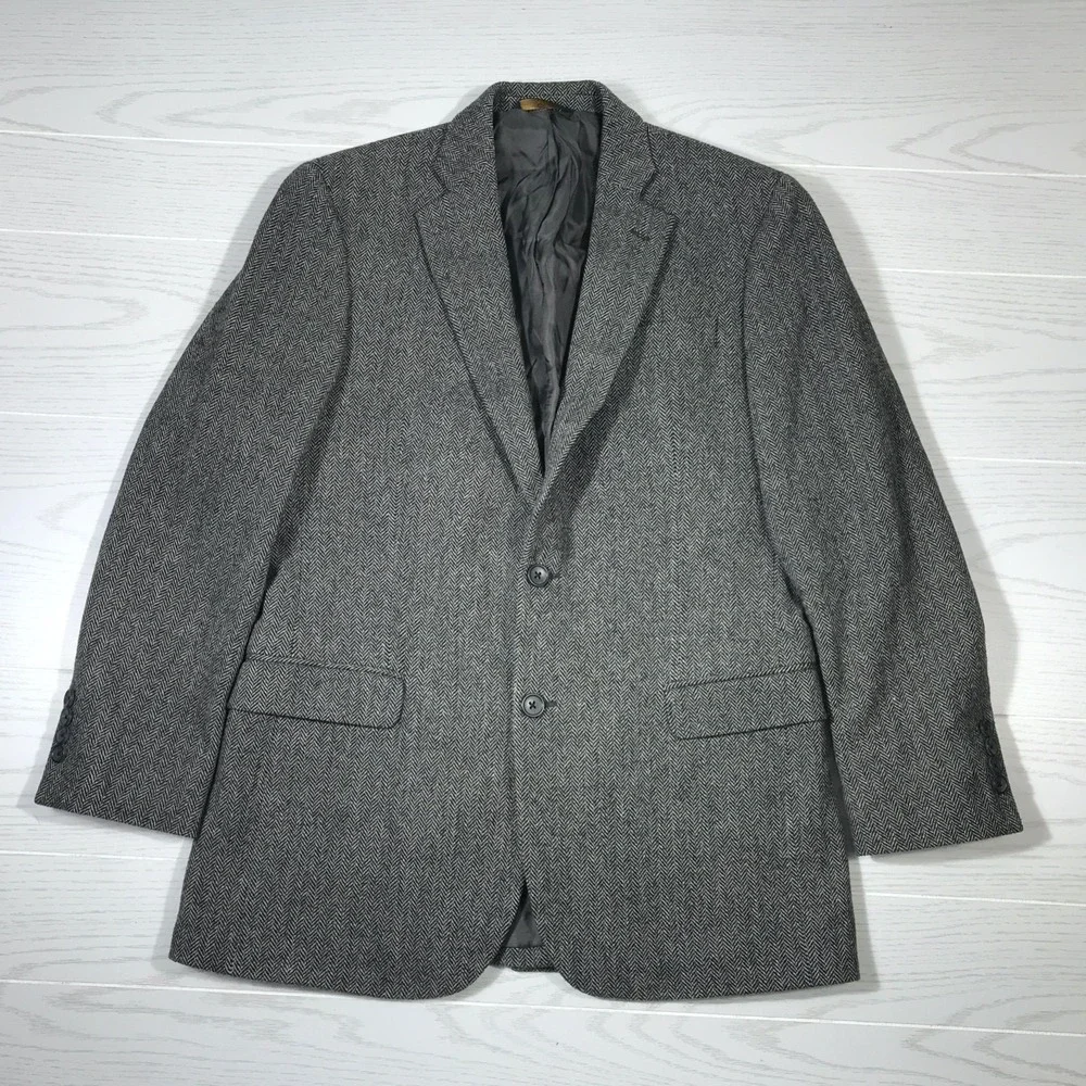 Brooks Brothers Fitzgerald Fit Blazer Sport Coat Men 39R Herringbone Wool Blend